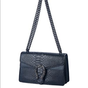 Black Crocodile Crossbody/Shoulder Purse with Horse Shoe